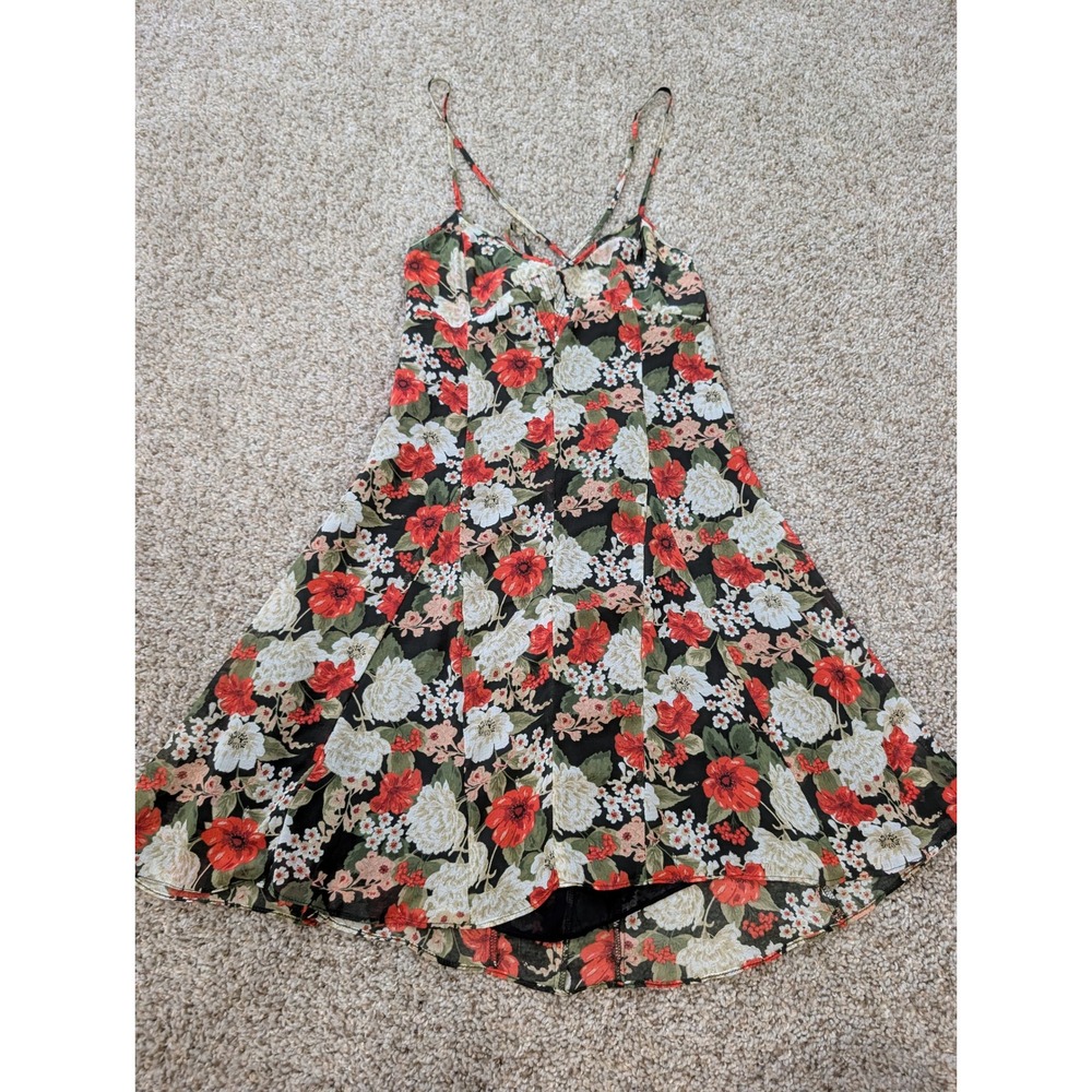 Urban Outfitters Floral Tie Back Mini Dress Black Red White Green Size Medium